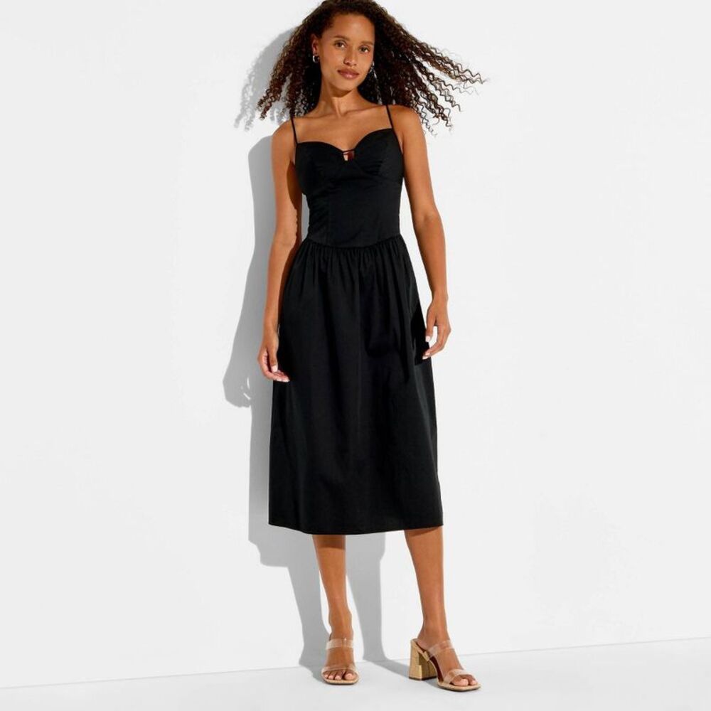 wild fable Black Strapless Midi Dress
